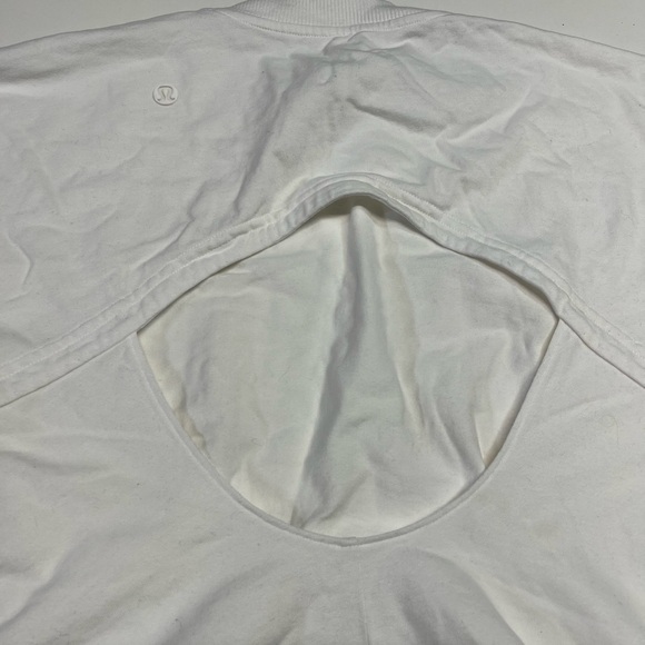 Lululemon Heavyweight Cotton T-Shirt Bodysuit White Top Open Back Women’s Small - Picture 11 of 12